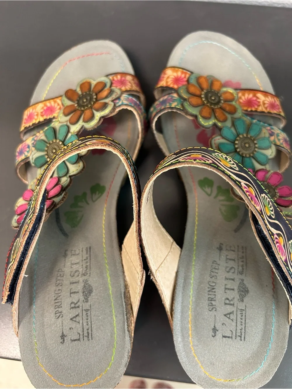 L’Artiste Delight Floral Embellished Cork Wedge Sandals - Multicolor 39
